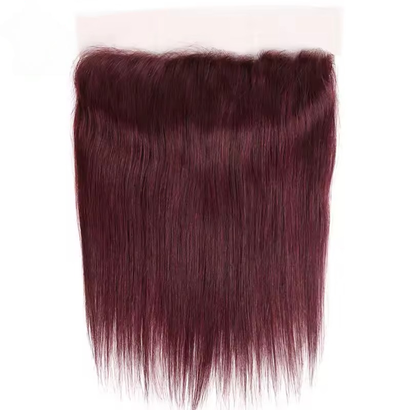 Bone Straight Wine Color Frontal 13x4 Transparent Lace