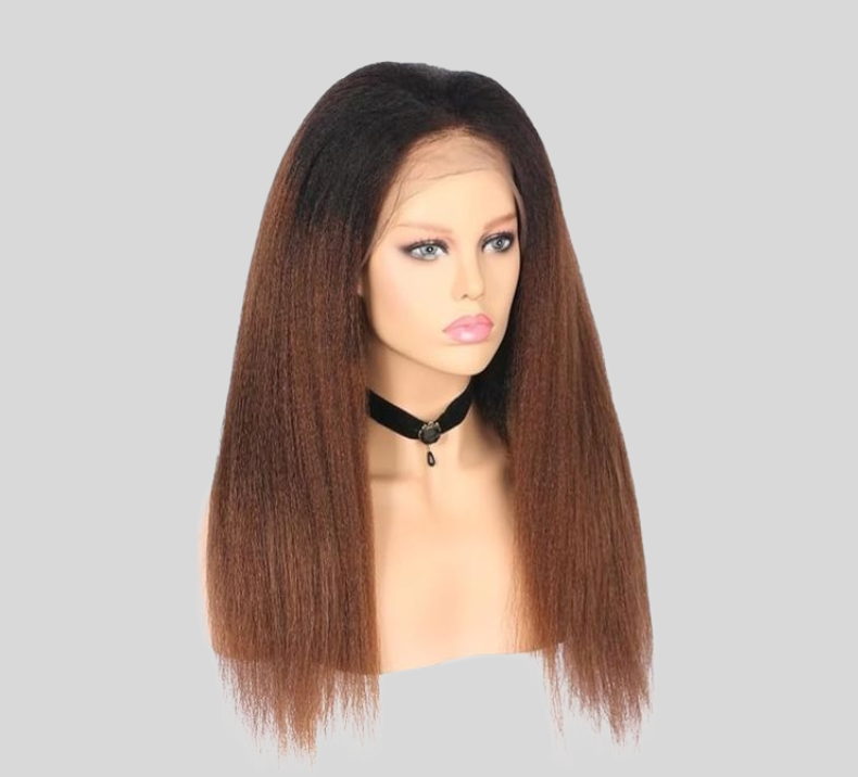 Yaki Straight Wig Ombre Brown Color
