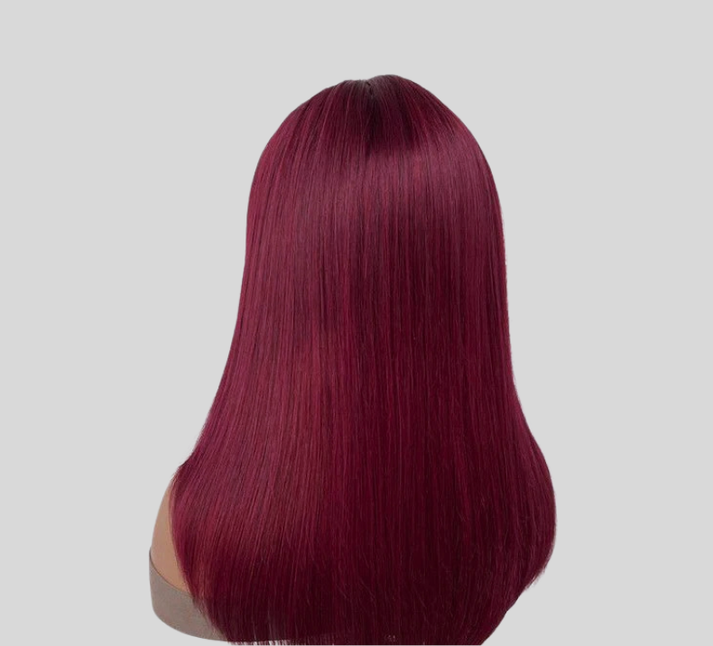 Bone Straight Wig Wine Color