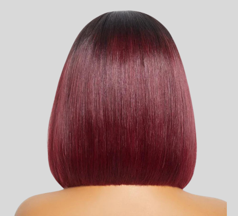 Bone Straight Bob Wig Ombre Wine Color