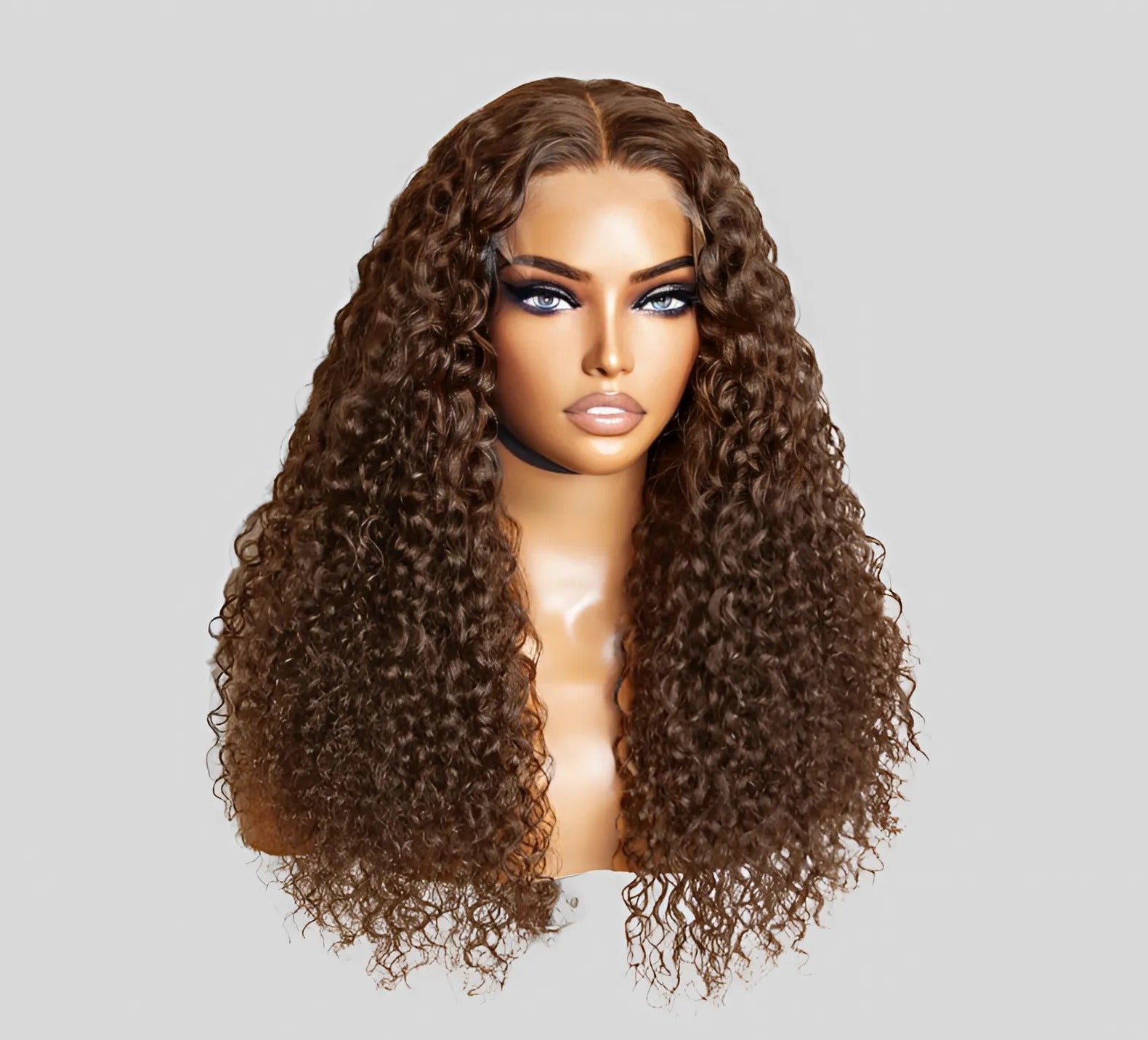 Water Curly Wig Caramel Borwn Color