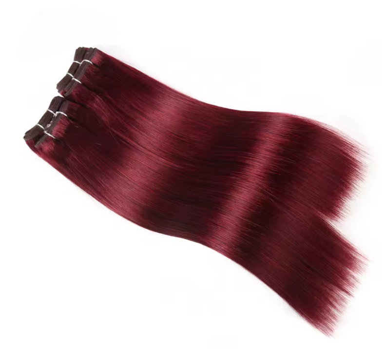 Bone Straight Hair Bundle Burgundy color
