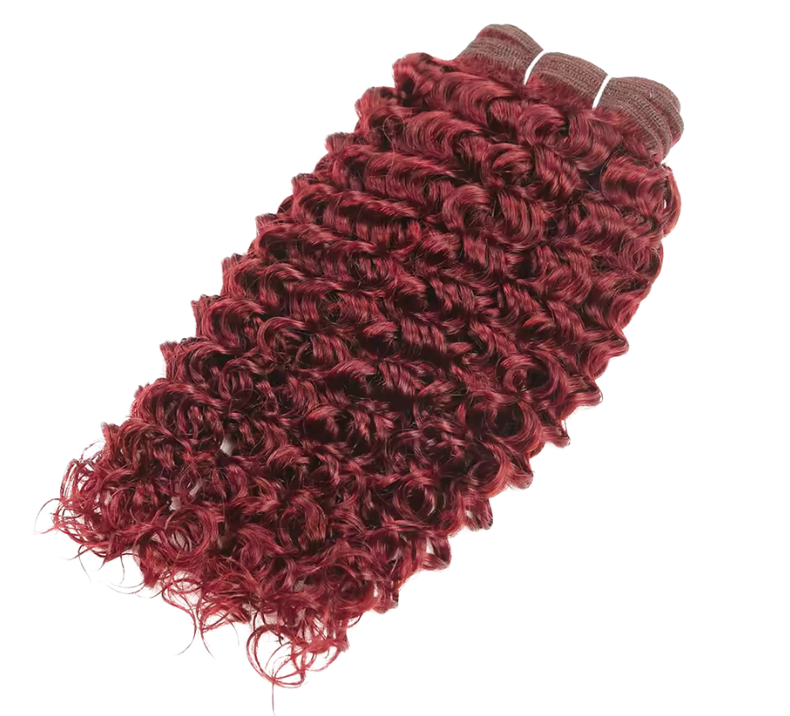 Water Curly Bundle Burgundy Color
