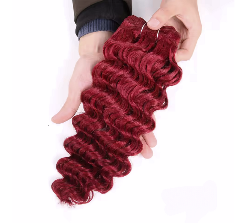 Deep Curly Bundle Burgundy Color