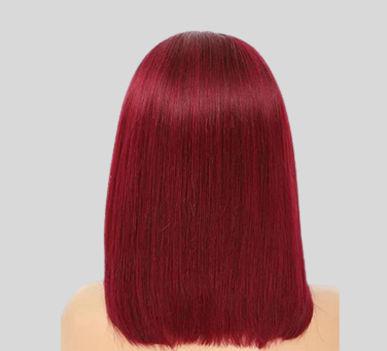 Bone Straight Wig Burgundy Color