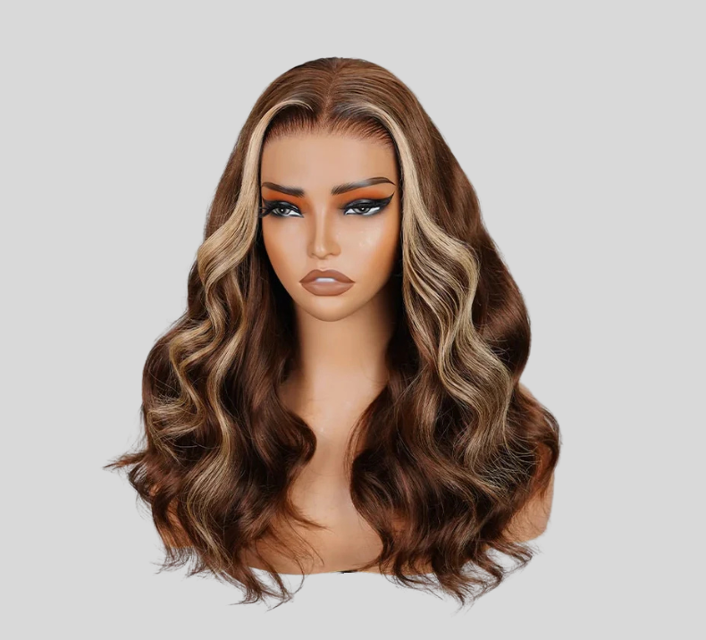 Body Wave Wig Brown Highlight Blonde