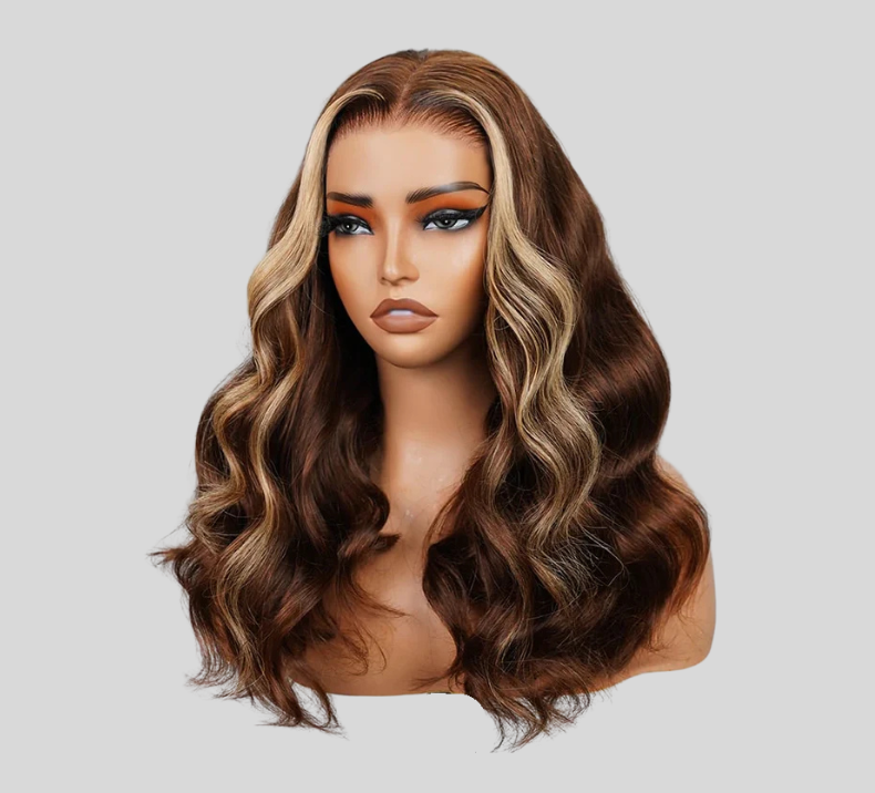 Body Wave Wig Brown Highlight Blonde
