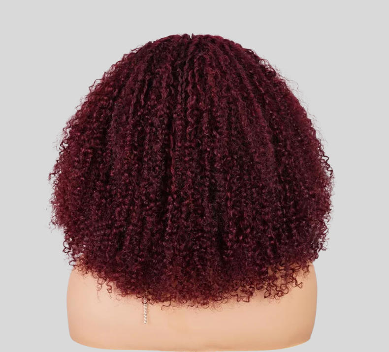 Pixie Curly Wig Wine Color