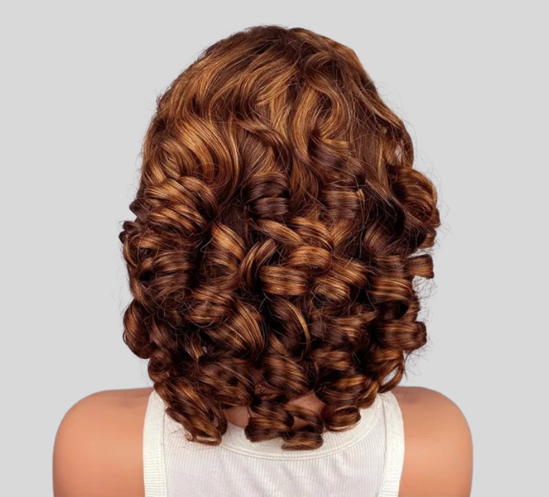 Egg Curly Wig Piano Brown Color