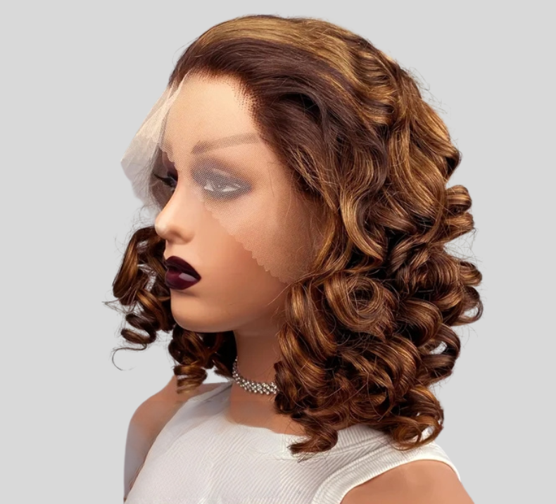 Egg Curly Wig Piano Brown Color