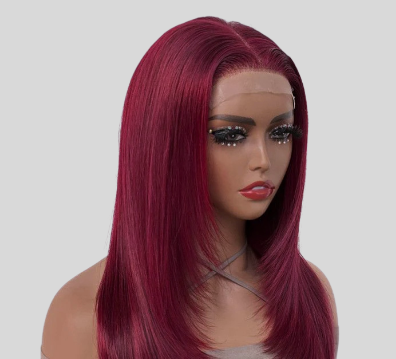 Bone Straight Wig Wine Color