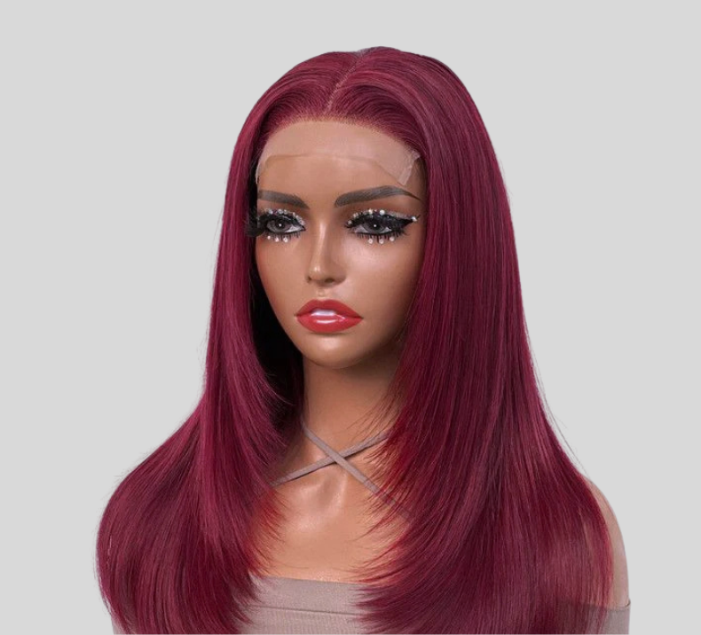 Bone Straight Wig Wine Color