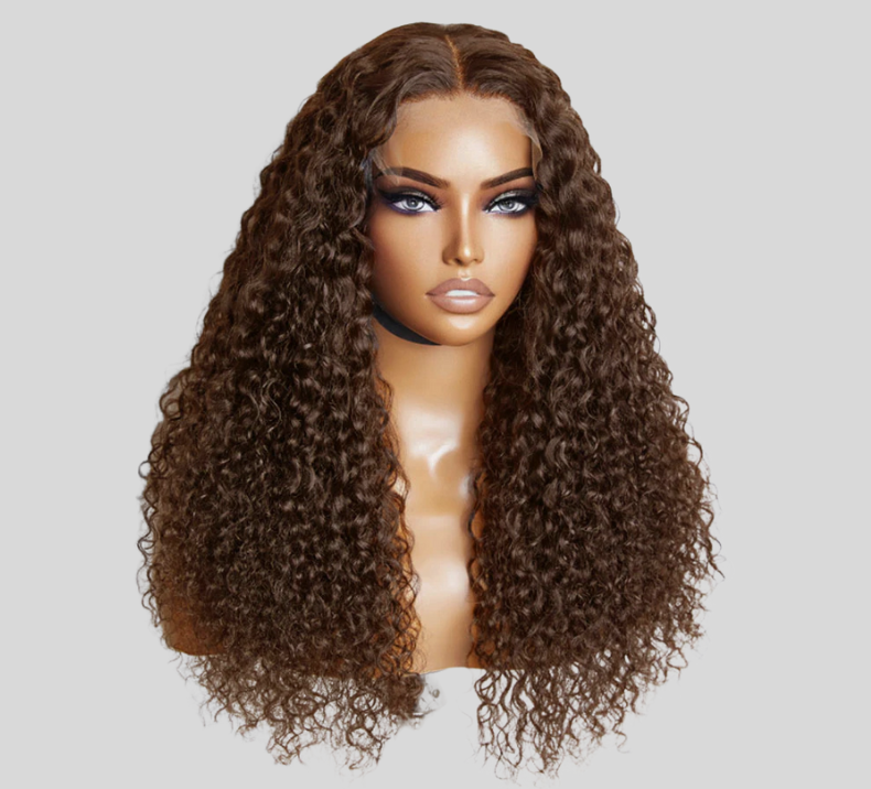 Water Curly Wig Chocolate Brown Color