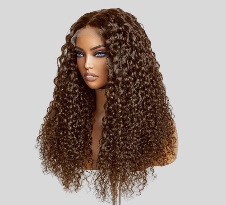 Water Curly Wig Chocolate Brown Color