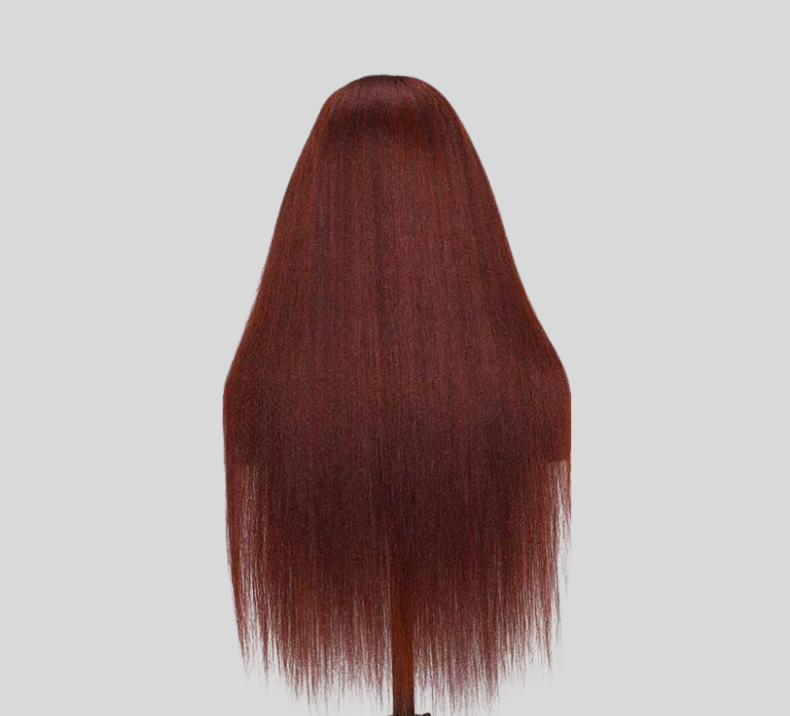 Yaki Straight Wig Reddish Brown Color