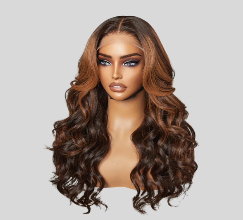 Loose Wave Wig Dark Brown Highlight Light Brown