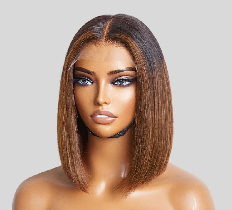 Bone Straight Bob Wig Ombre Brown Color