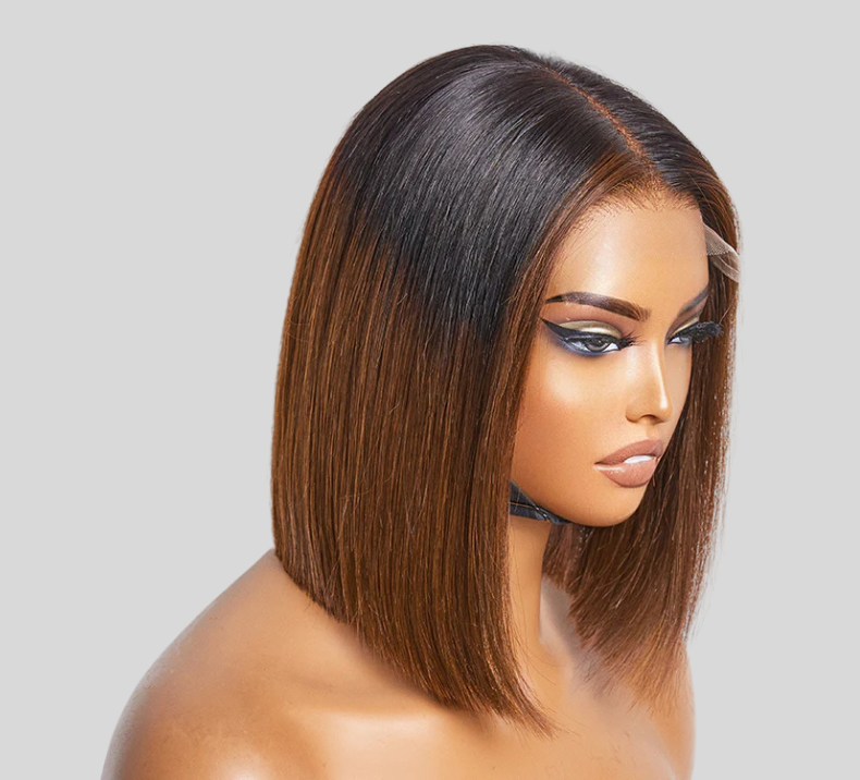 Bone Straight Bob Wig Ombre Brown Color