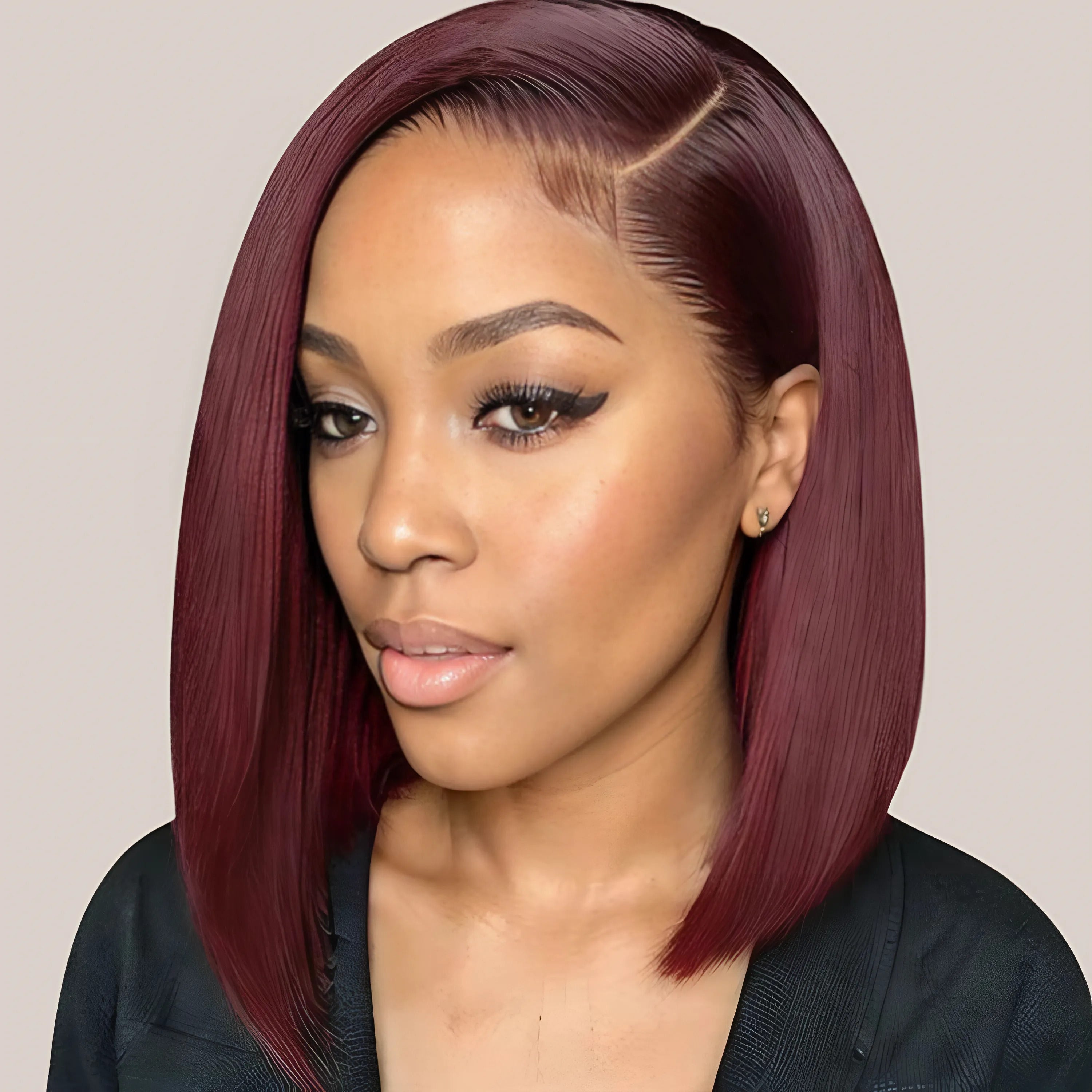 Bone Straight Wine Color Frontal 13x4 Transparent Lace