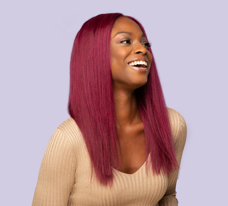 Bone Straight Hair Bundle Burgundy color